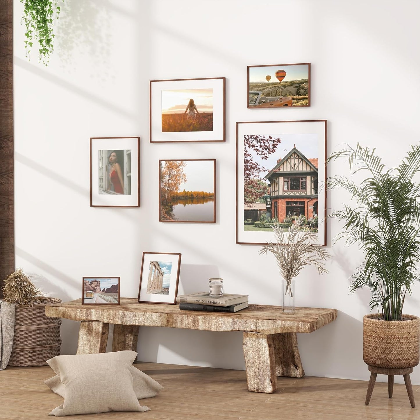 Shelfloft 15 Sizes Walnut Wooden Poster Frames Picture Frame for Wall with Tempered Glass