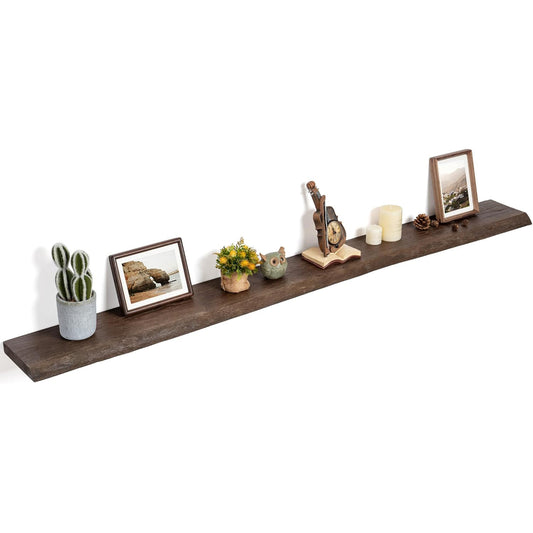 ShelfLoft 72"W x 8"D 60lbs Walnut Solid Elm Wood Floating Shelves,1 Pack