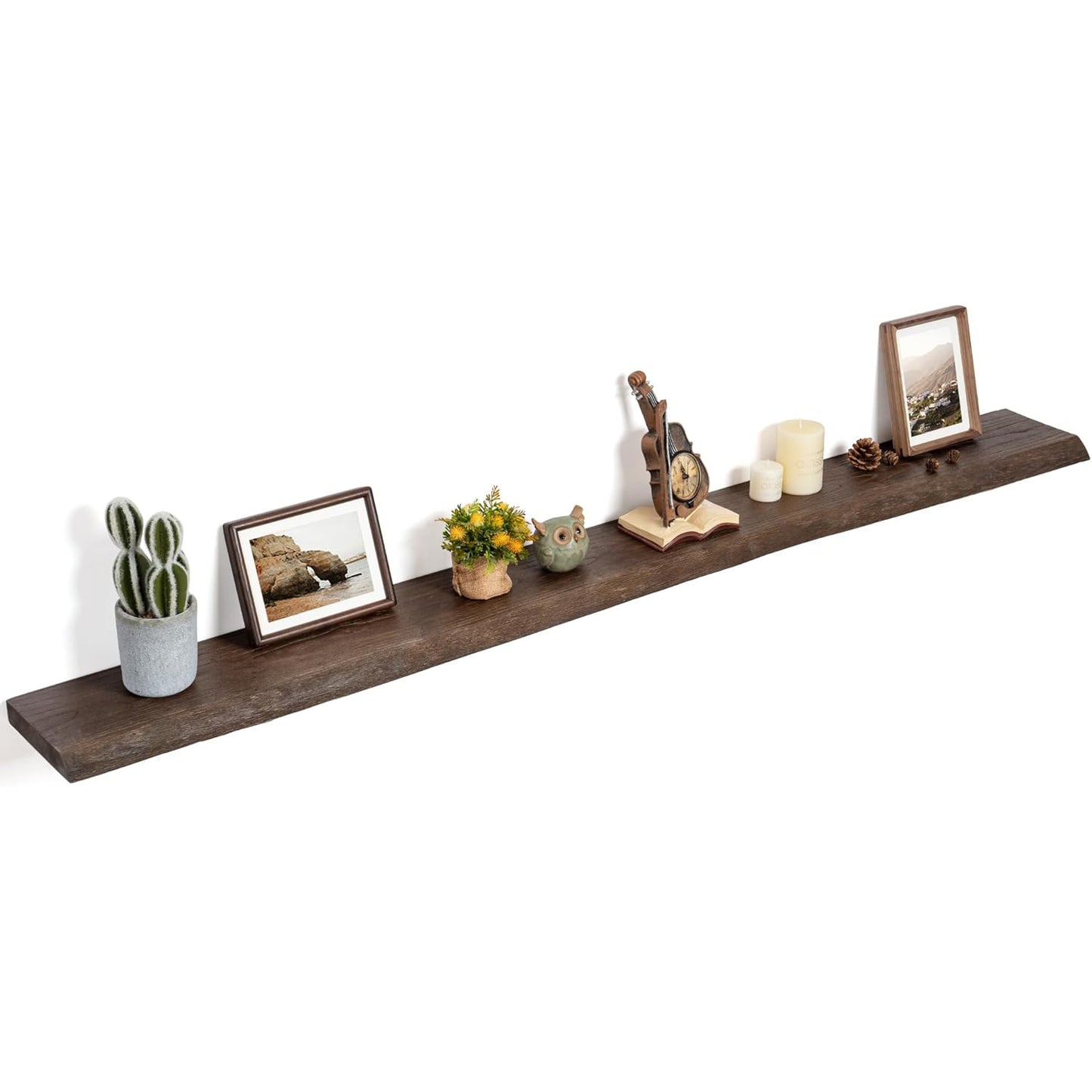 ShelfLoft 8"D x 1.5"H 60lbs Walnut Solid Elm Wood Floating Shelves