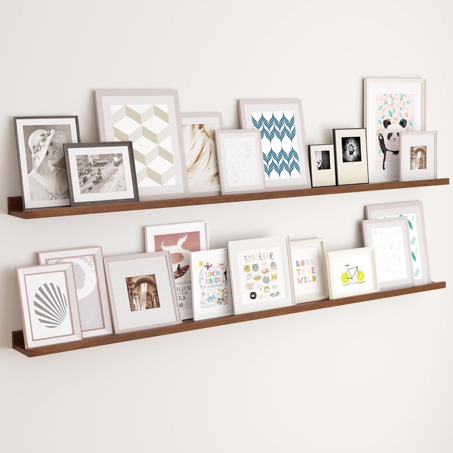 ShelfLoft 5.12 Inch Deep Picture Ledge Shelf Paulownia Wood Wall Floating Shelves with Lip for Nursery Books