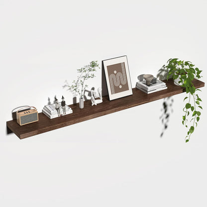 ShelfLoft 9.3"D x 1.4"H Walnut Reclaimed Old Elm Wood Floating Shelves for Wall Storage