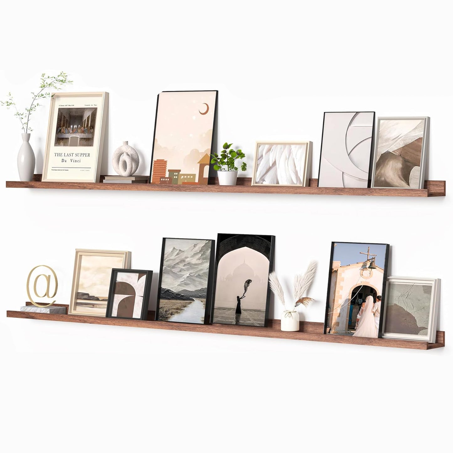 ShelfLoft 4.5 Inch Deep Picture Ledge Shelf Wall Floating Shelves with Lip,Set of 2