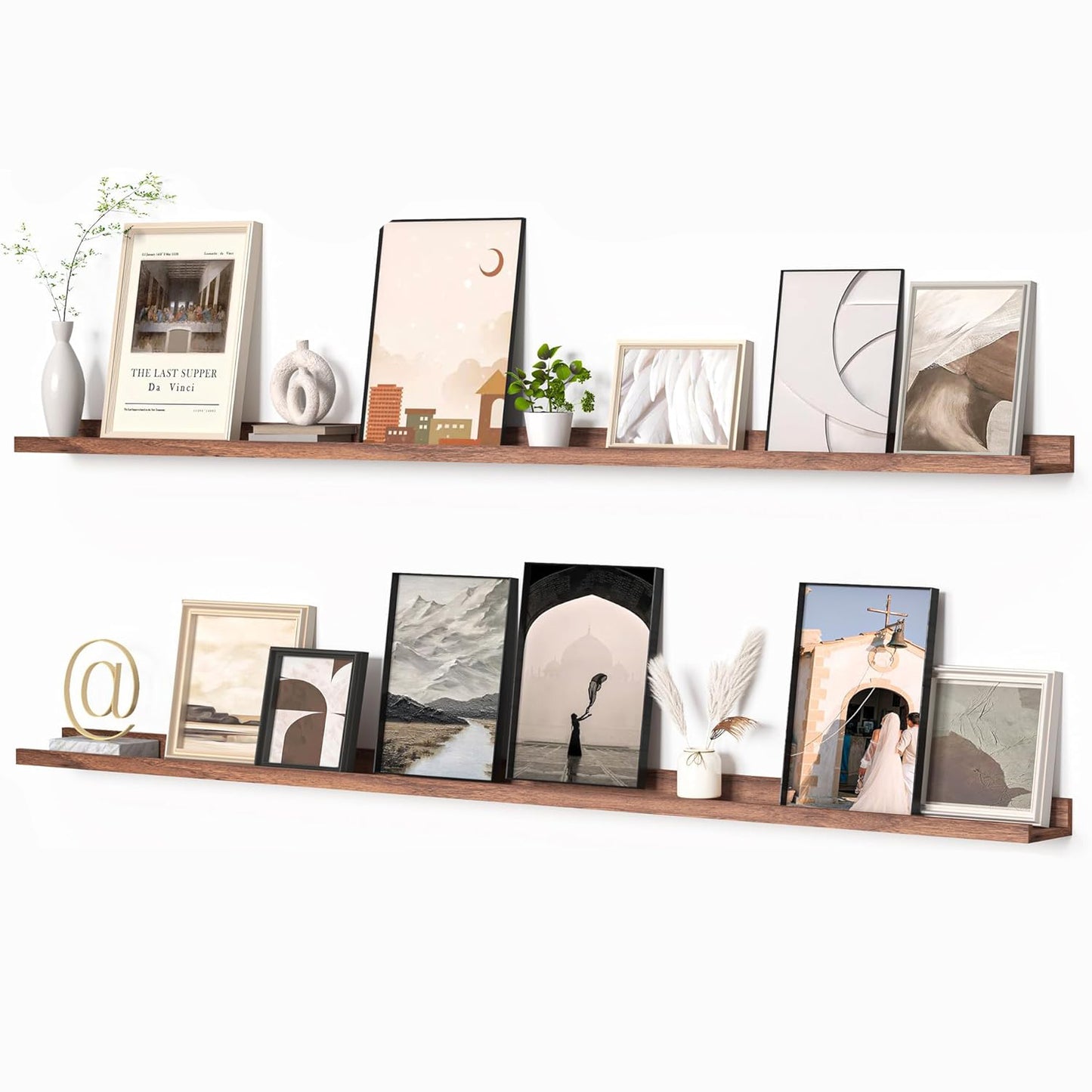 ShelfLoft 72" Wide x 4.7" Deep Picture Ledge Shelf Wall Floating Shelves with Lip,Set of 2