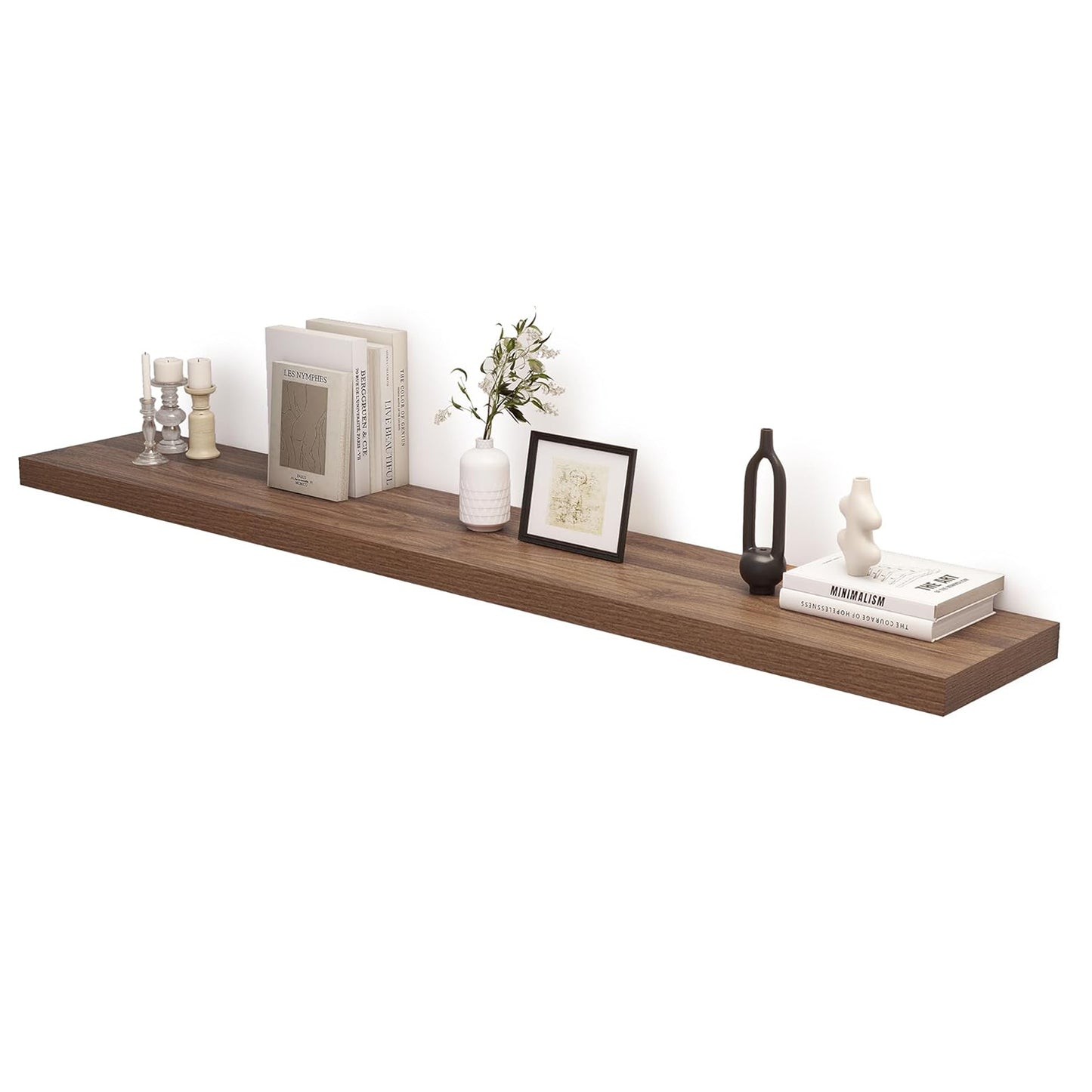 ShelfLoft 12"D x 2"H Walnut Wood Floating Shelves for Wall Decor & Storage