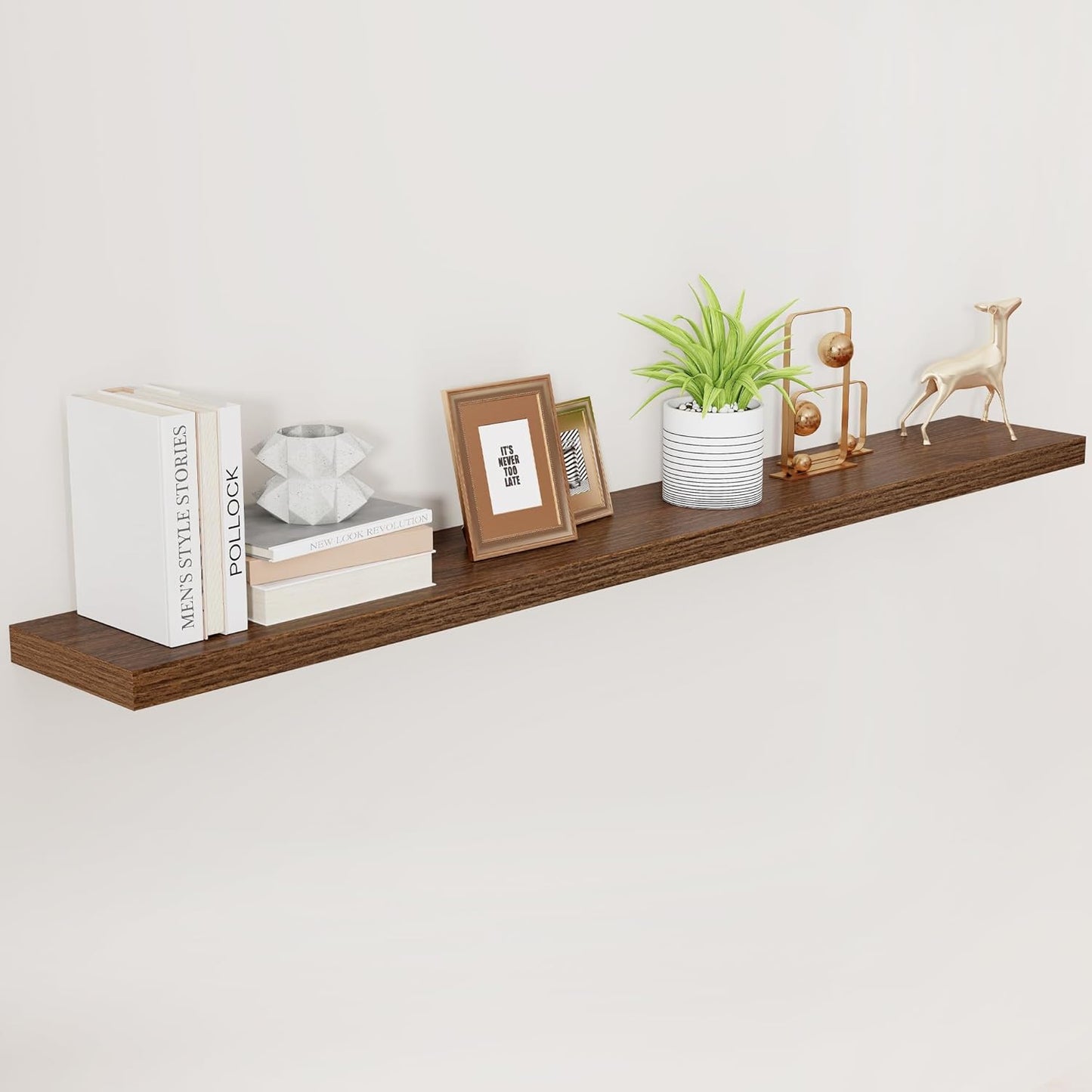 ShelfLoft 72" Wide x 9.3" Deep Floating Shelves for Wall Storage,Walnut-1 Pack