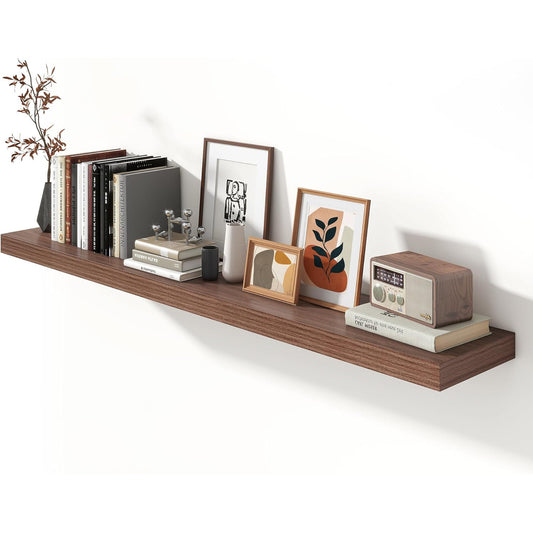 ShelfLoft 72"W x 11.6"D Walnut Floating Shelves Long Wall Display Shelf, 1 Pack