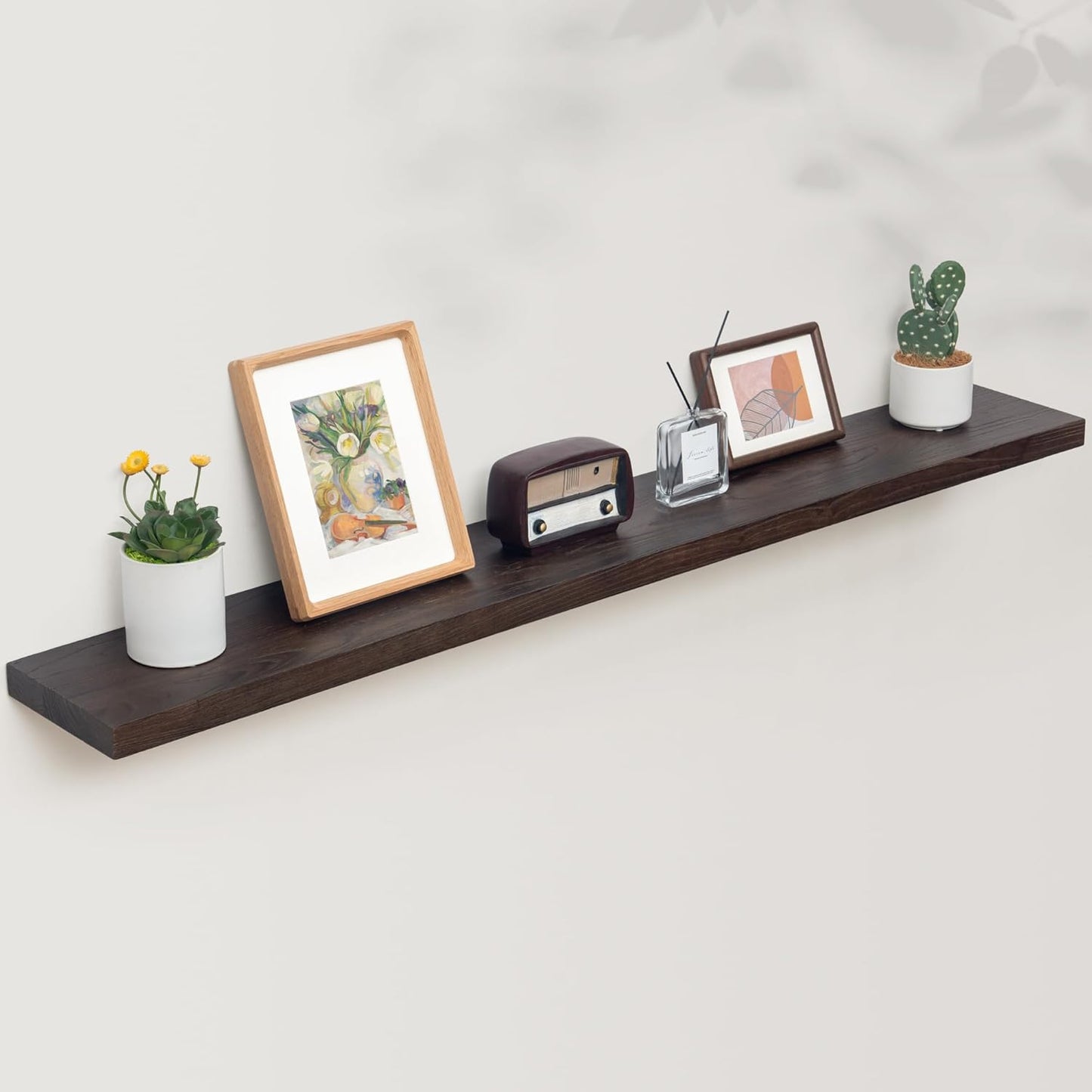 ShelfLoft 8"D x 1.5"H Rustic Walnut Solid Elm Wood Wall Shelves for Storage