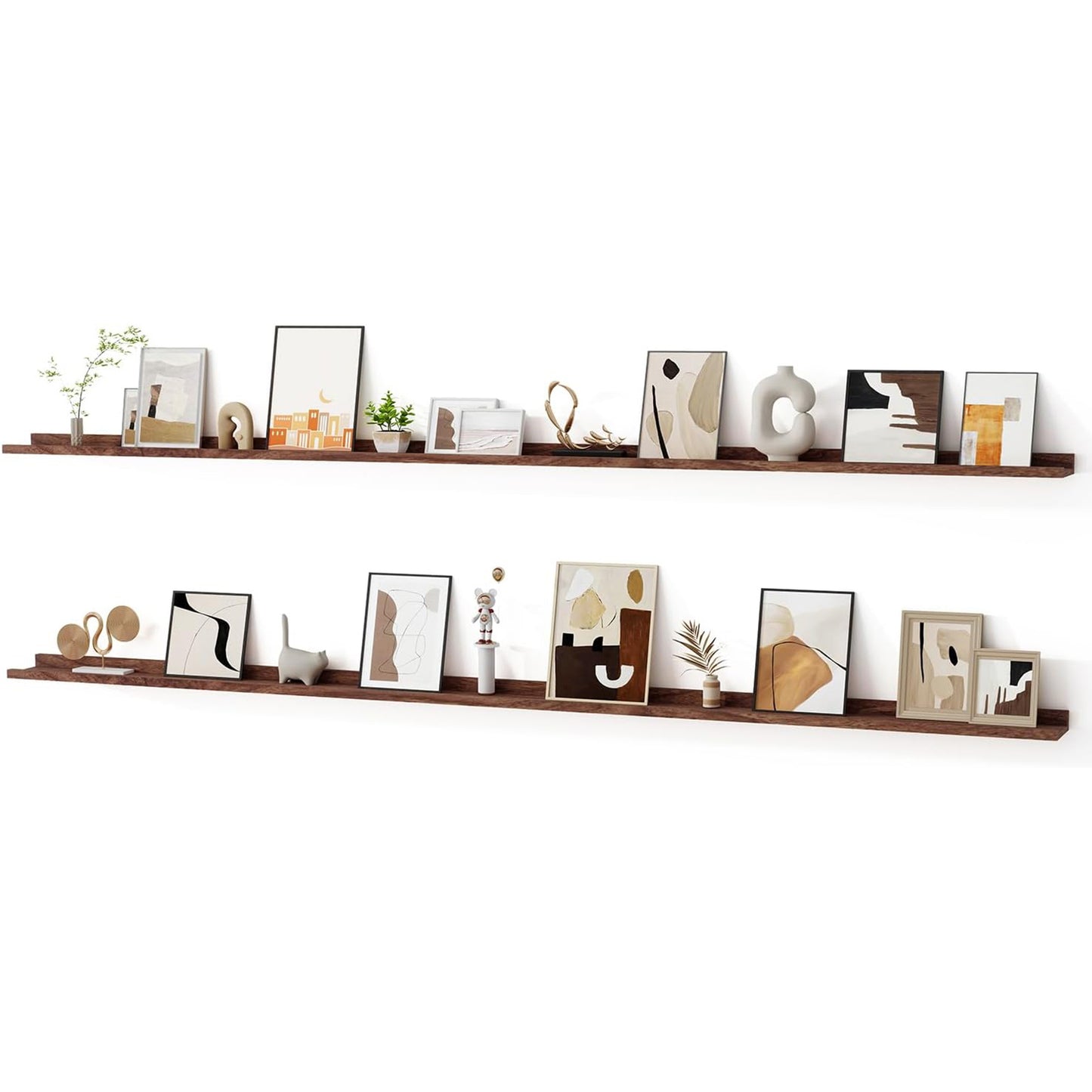 ShelfLoft 3.5"D x 1.6"H Walnut Picture Ledge Shelf Wall Display Floating Shelves