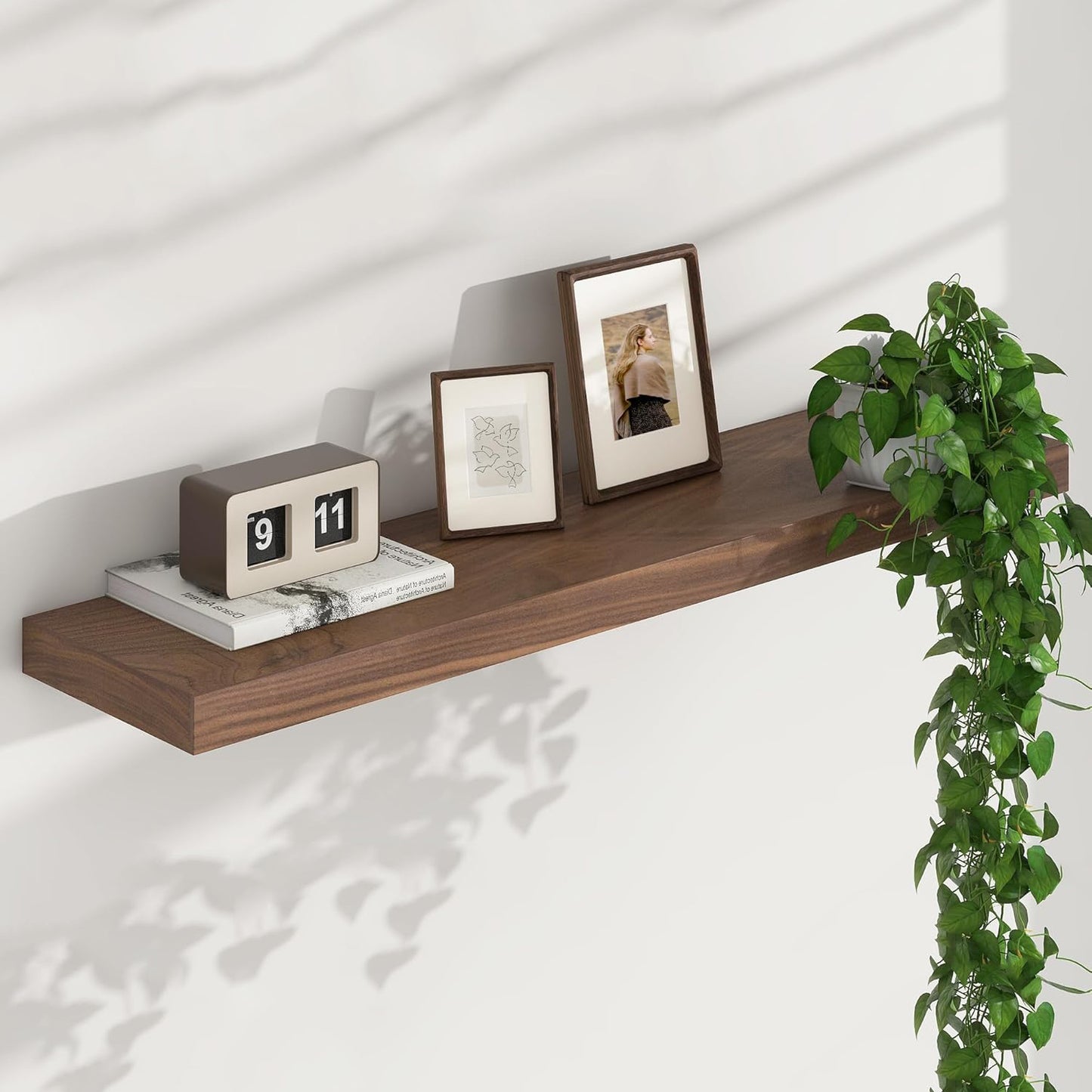 ShelfLoft 8"D x 1.4"H USA-Sourced Walnut Wood Floating Shelves for Wall