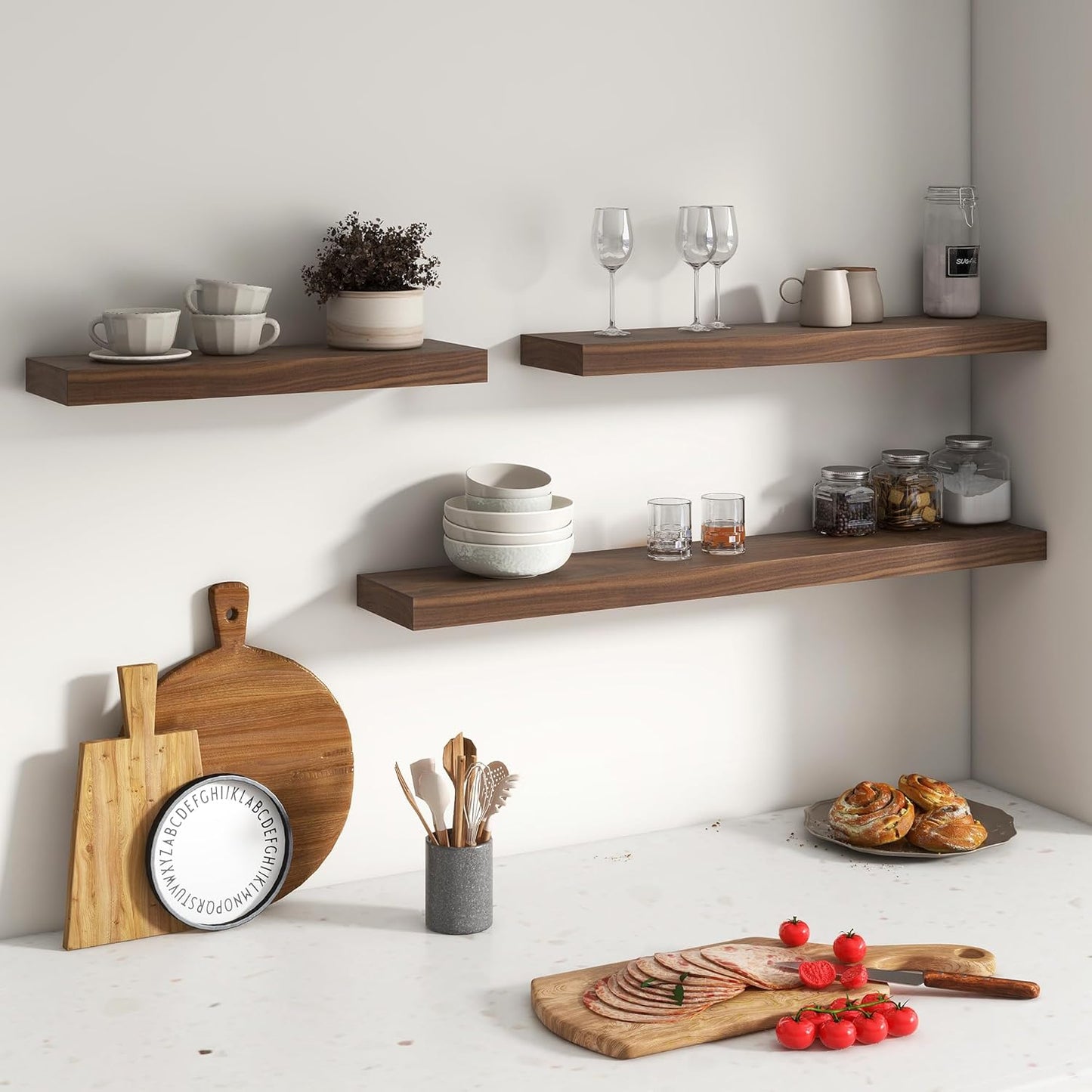 ShelfLoft 8 Inch Deep USA-Sourced Wood Floating Shelves for Wall