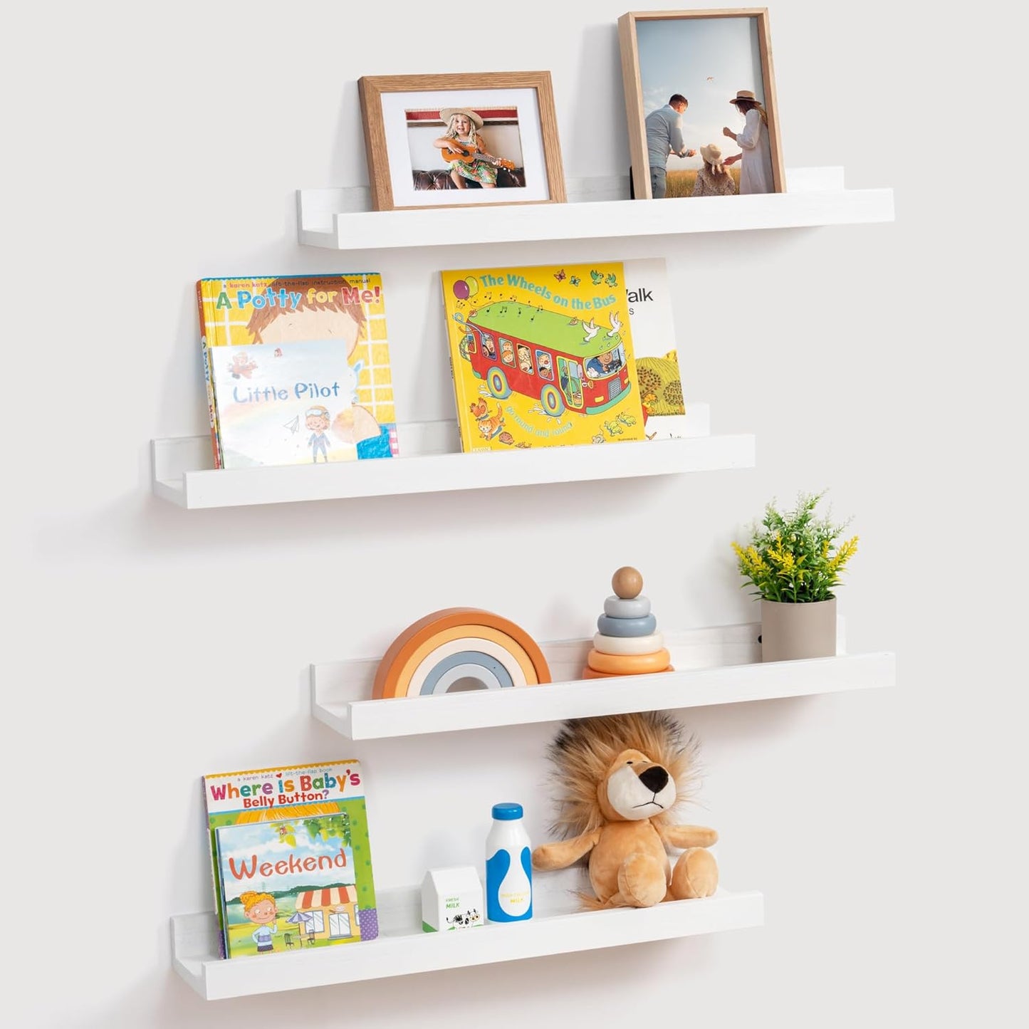 ShelfLoft 5.12 Inch Deep Picture Ledge Shelf Paulownia Wood Wall Floating Shelves with Lip for Nursery Books