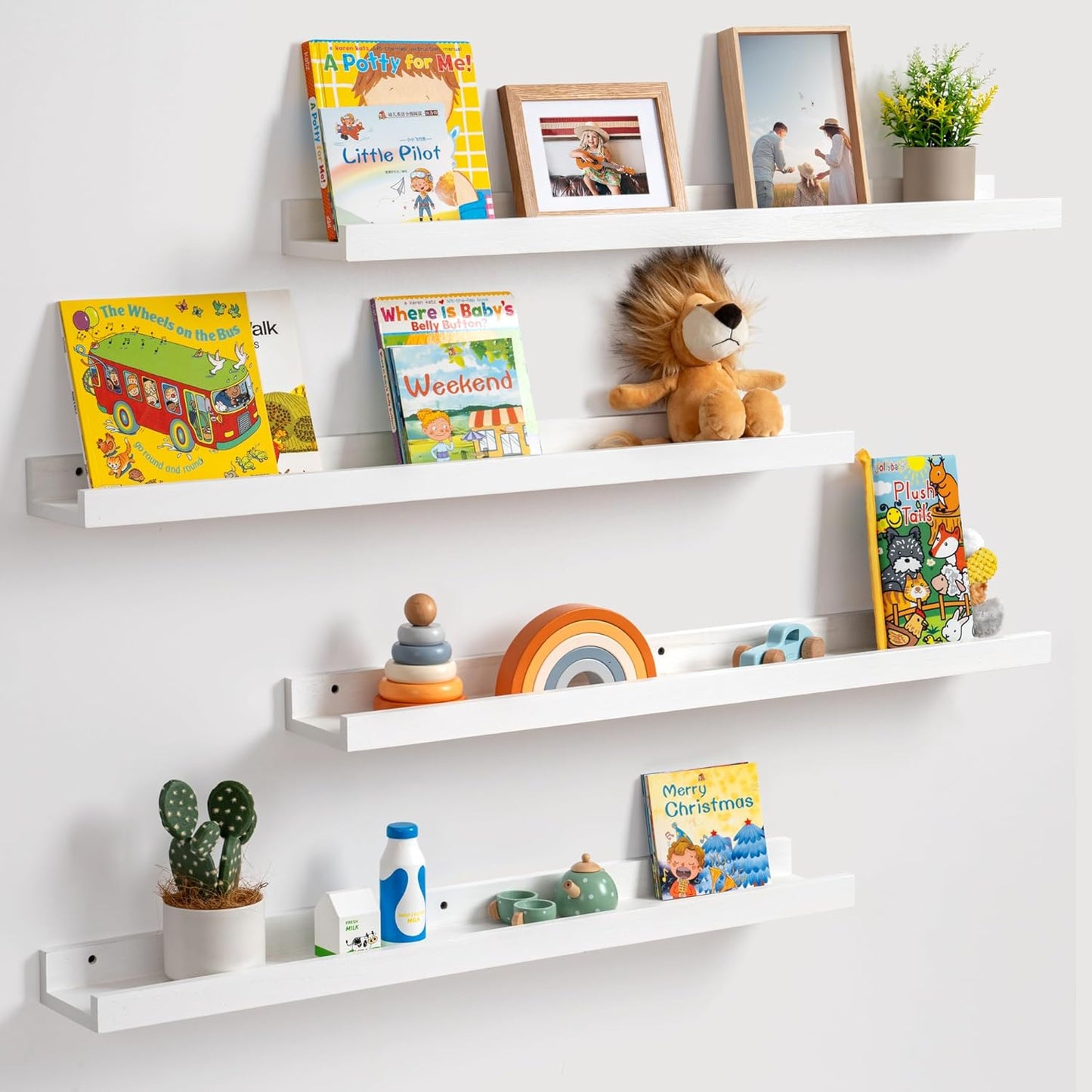ShelfLoft 5.12 Inch Deep Picture Ledge Shelf Paulownia Wood Wall Floating Shelves with Lip for Nursery Books