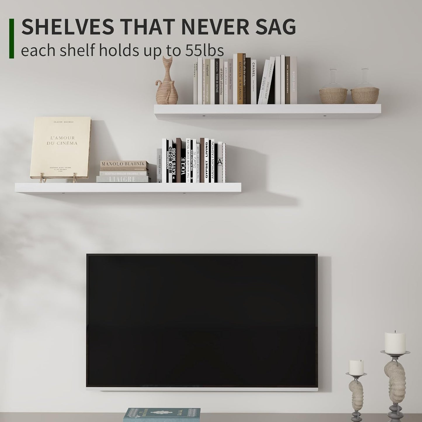 ShelfLoft 36" Wide x 6.8" Deep Natural Paulownia Wood Floating Shelves, 2 Pack