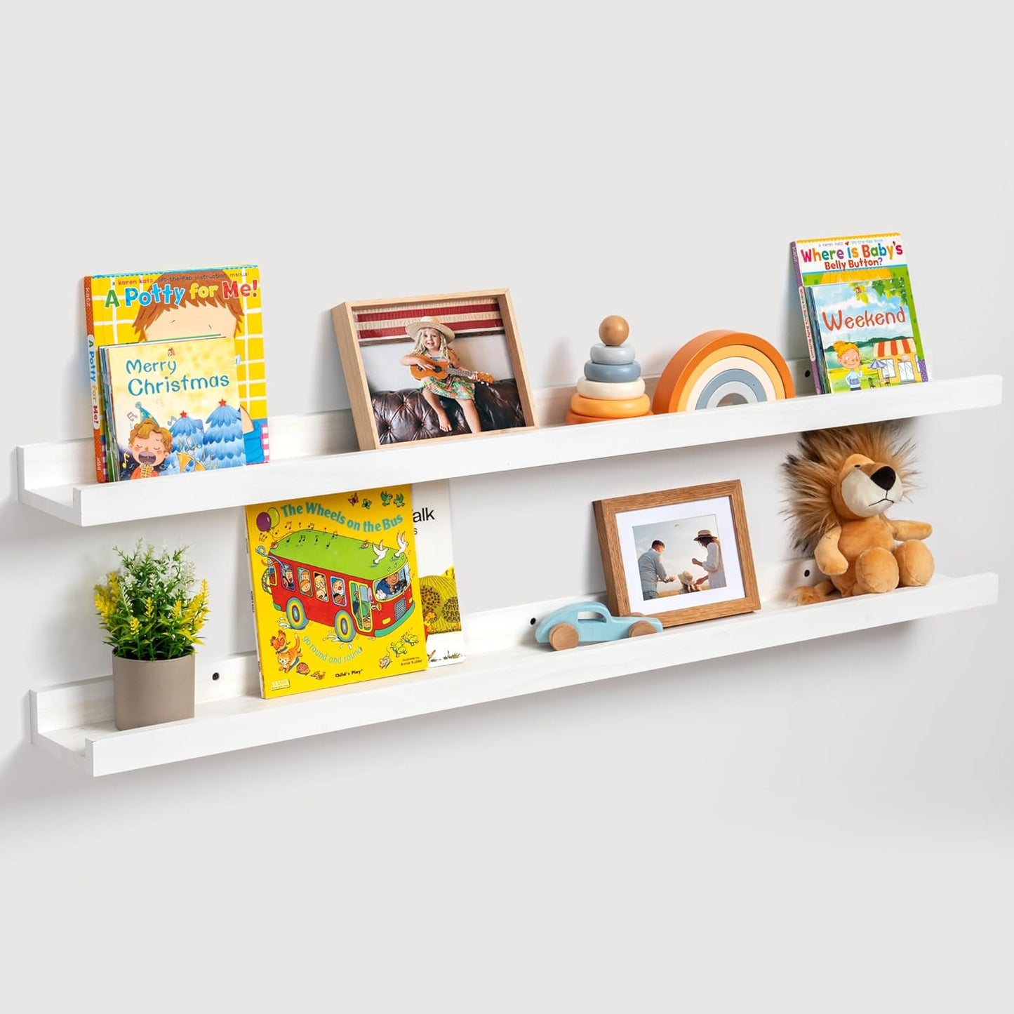 ShelfLoft 5.12 Inch Deep Picture Ledge Shelf Paulownia Wood Wall Floating Shelves with Lip for Nursery Books