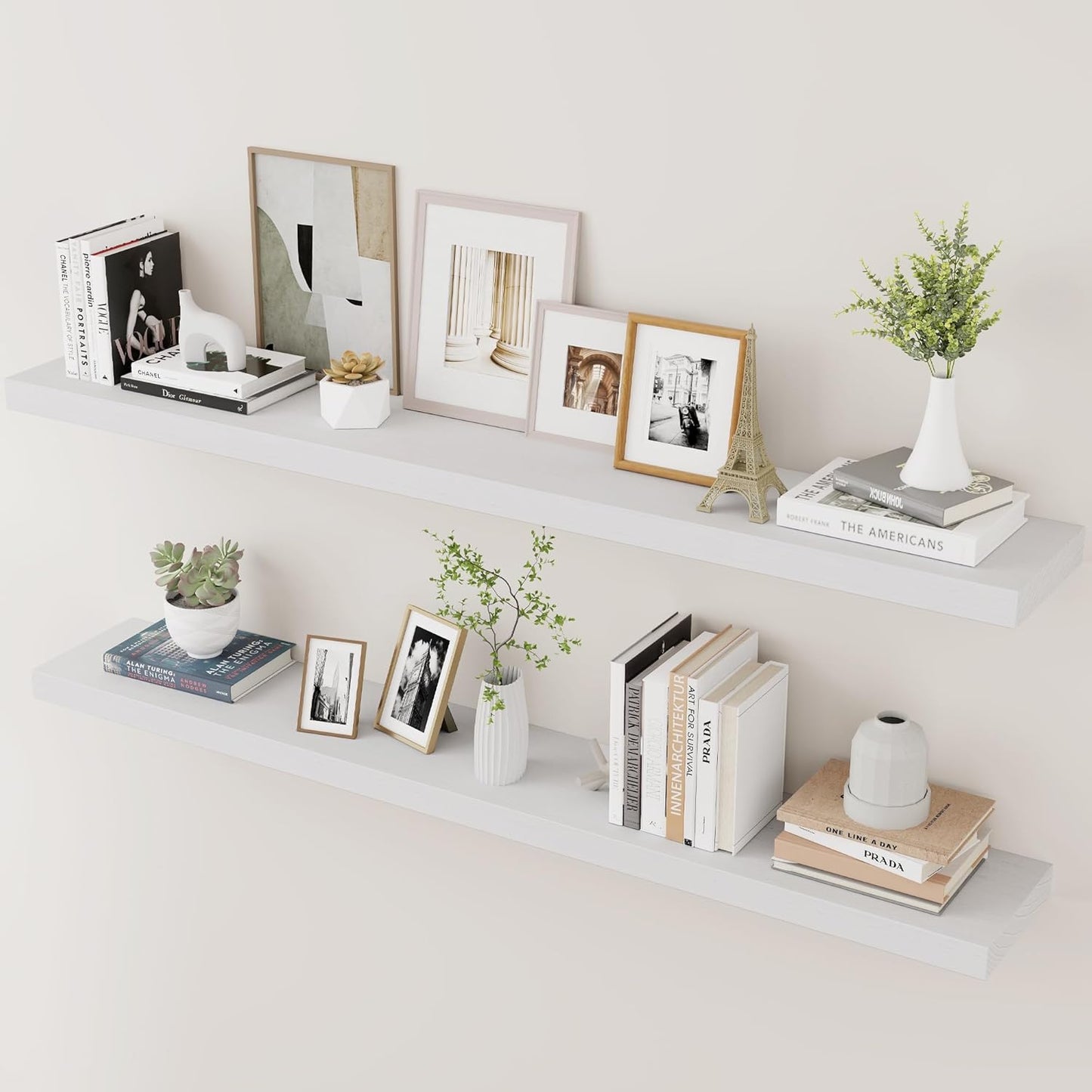 ShelfLoft 48" Wide x 6.8" Deep Natural Paulownia Wood Floating Shelves, 2 Pack