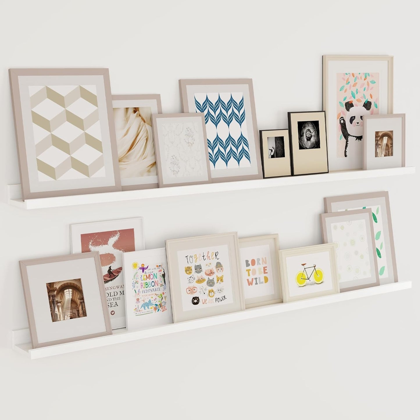 ShelfLoft 5.12 Inch Deep Picture Ledge Shelf Paulownia Wood Wall Floating Shelves with Lip for Nursery Books