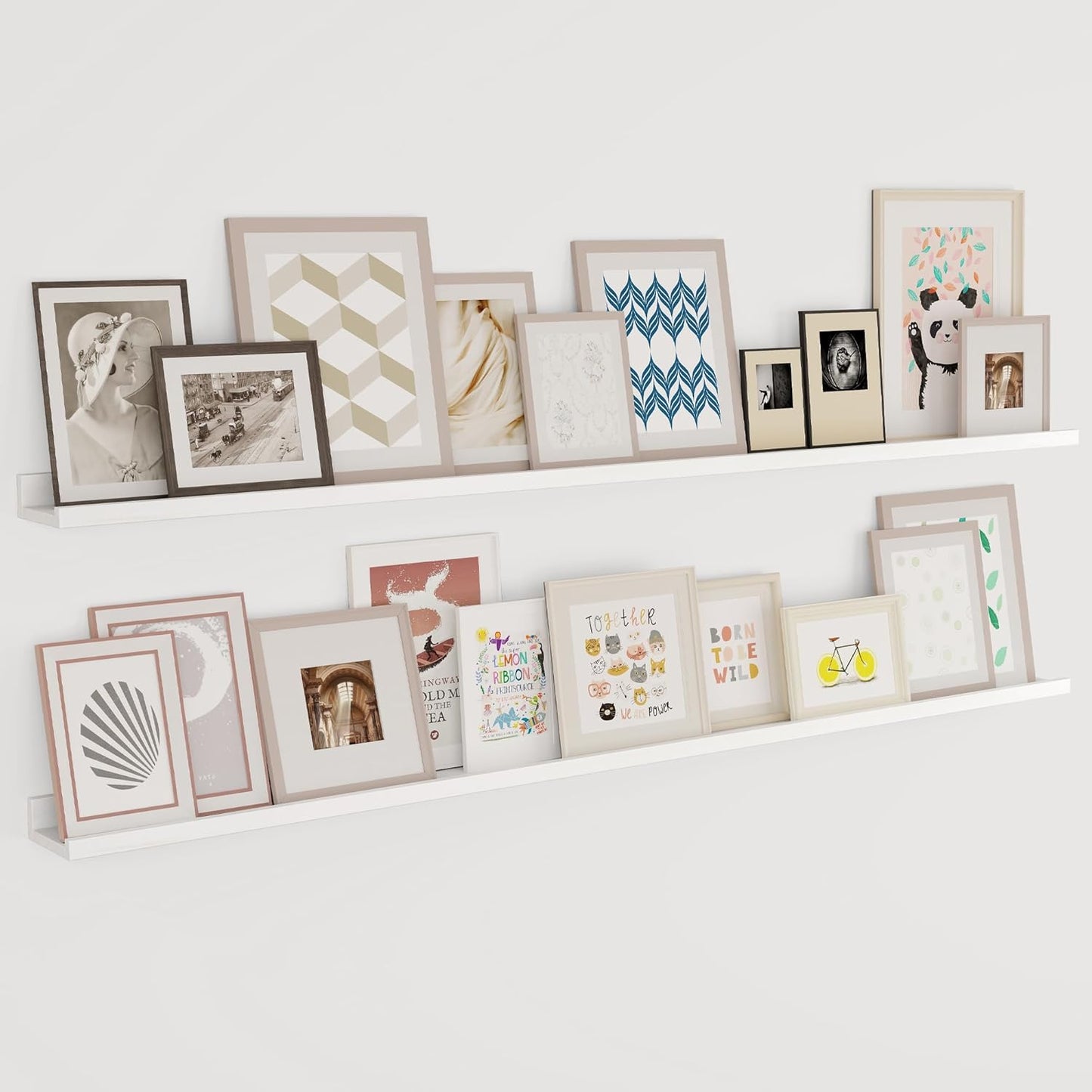 ShelfLoft 5.12 Inch Deep Picture Ledge Shelf Paulownia Wood Wall Floating Shelves with Lip for Nursery Books