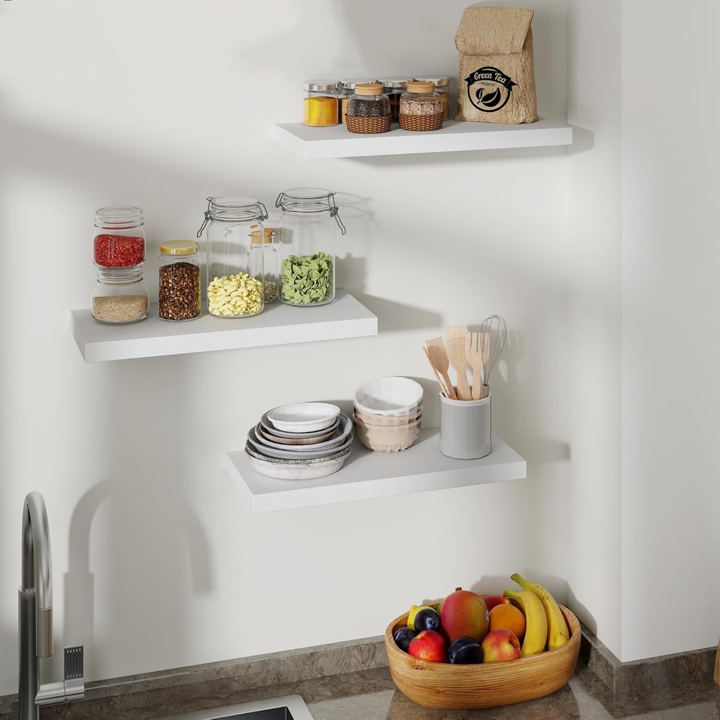 ShelfLoft 6.8 Inch Deep Natural Paulownia Wood Floating Shelves