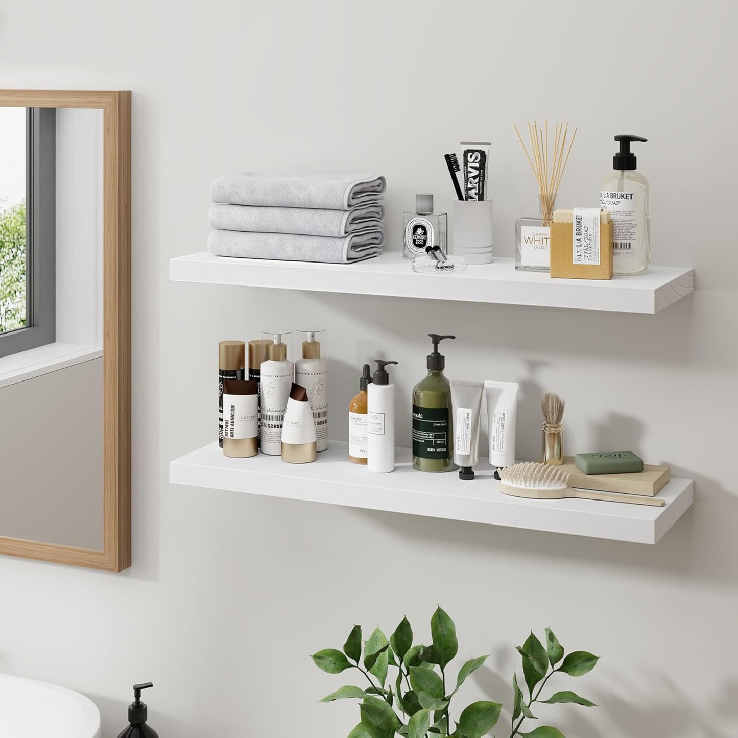 ShelfLoft 6.8 Inch Deep Natural Paulownia Wood Floating Shelves