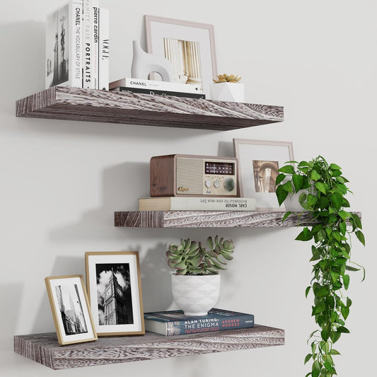 ShelfLoft 6.8"D x 1.4"H Weathered Natural Paulownia Wood Floating Shelves