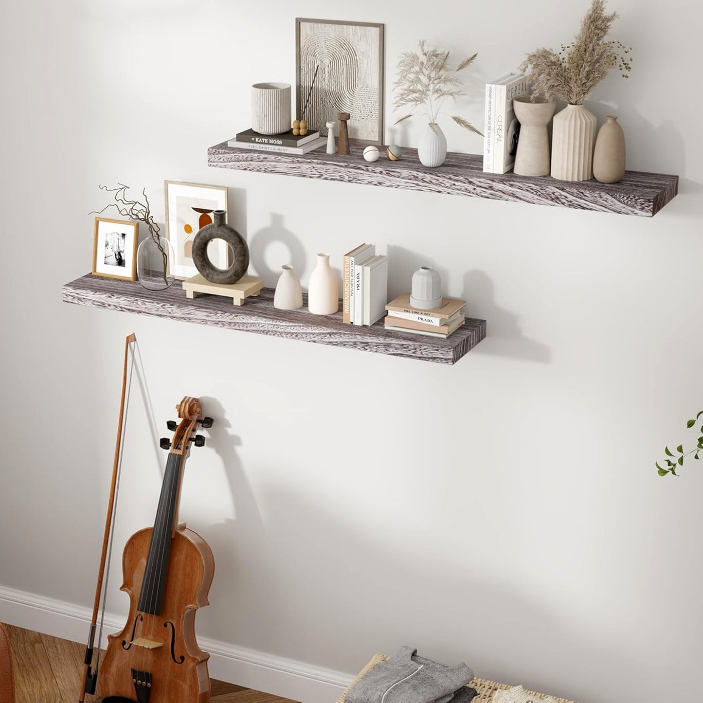 ShelfLoft 6.8 Inch Deep Natural Paulownia Wood Floating Shelves
