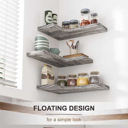 ShelfLoft 16 Inch Wide L-shape Corner Floating Shelves for Storage, Set of 3