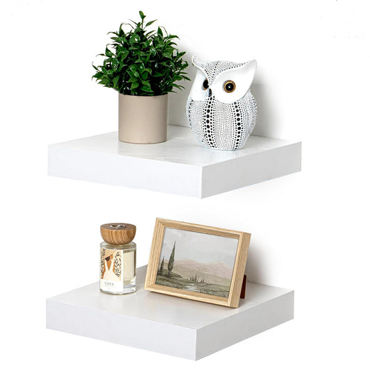 ShelfLoft 12"D x 2"H White Wood Floating Shelves for Wall Decor & Storage