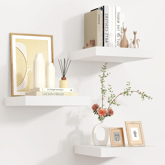 ShelfLoft 12"W x 12"D White Floating Shelves for Wall Storage,3 Pack