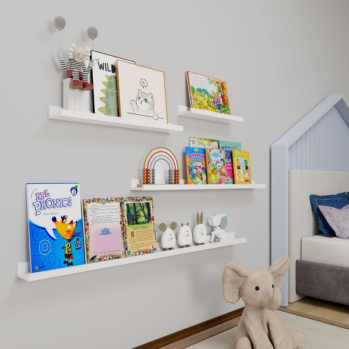 ShelfLoft 5.5 Inch Deep Picture Ledge Shelf Wall Display Floating Shelves with Lip