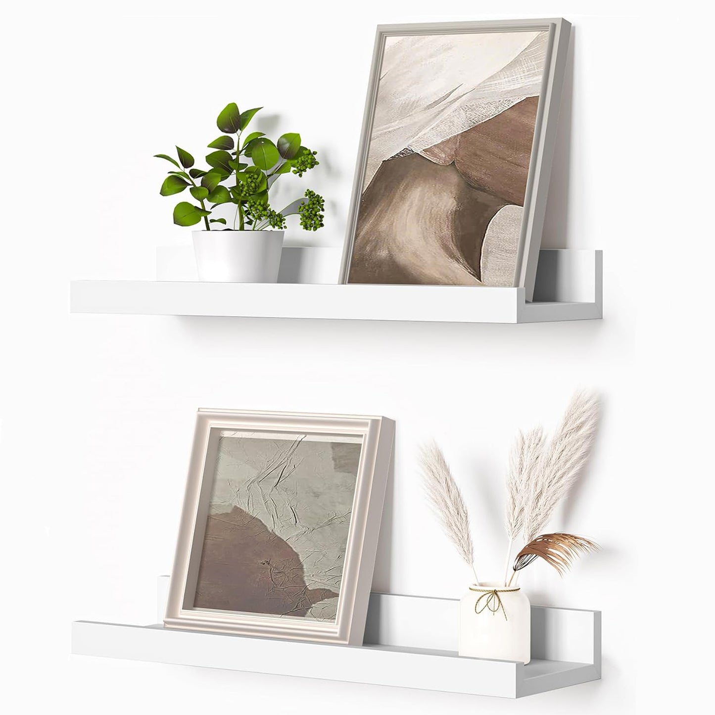 ShelfLoft 4.5 Inch Deep Picture Ledge Shelf Wall Floating Shelves with Lip,Set of 2