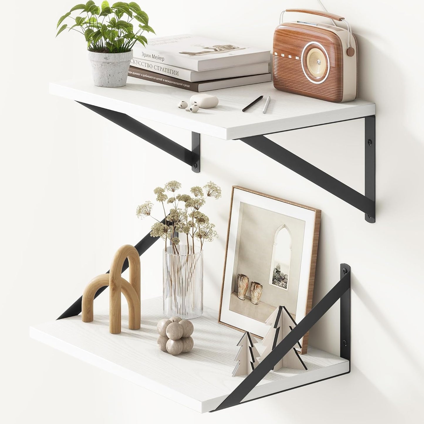 ShelfLoft 12 Inch Deep Wall Display&Storage Floating Shelves with Visible Brackets