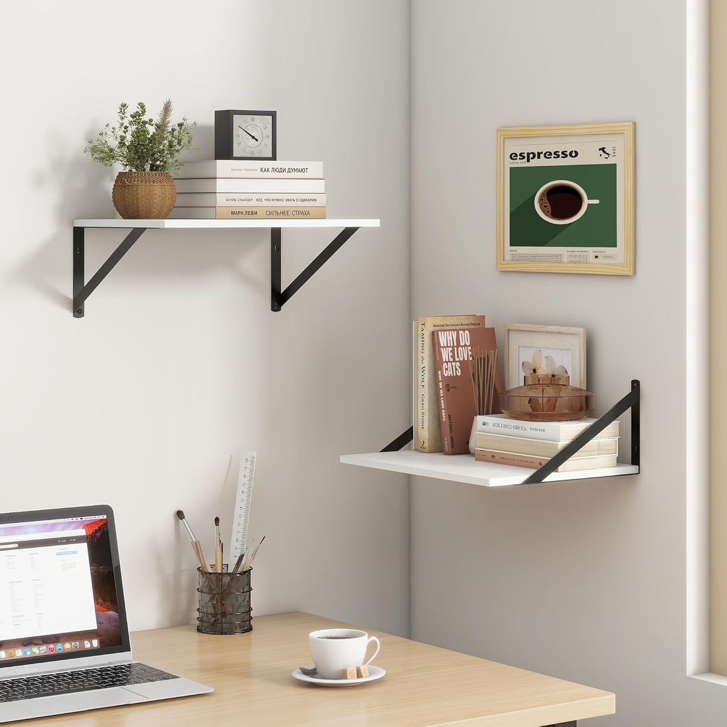 ShelfLoft 12 Inch Deep Wall Display&Storage Floating Shelves with Visible Brackets
