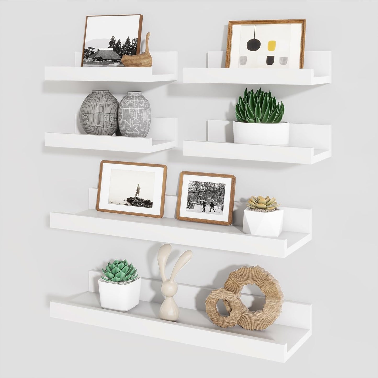 ShelfLoft 5.4 Inch Deep Picture Ledge Shelf Floating Wall Storage Shelves, Set of 6