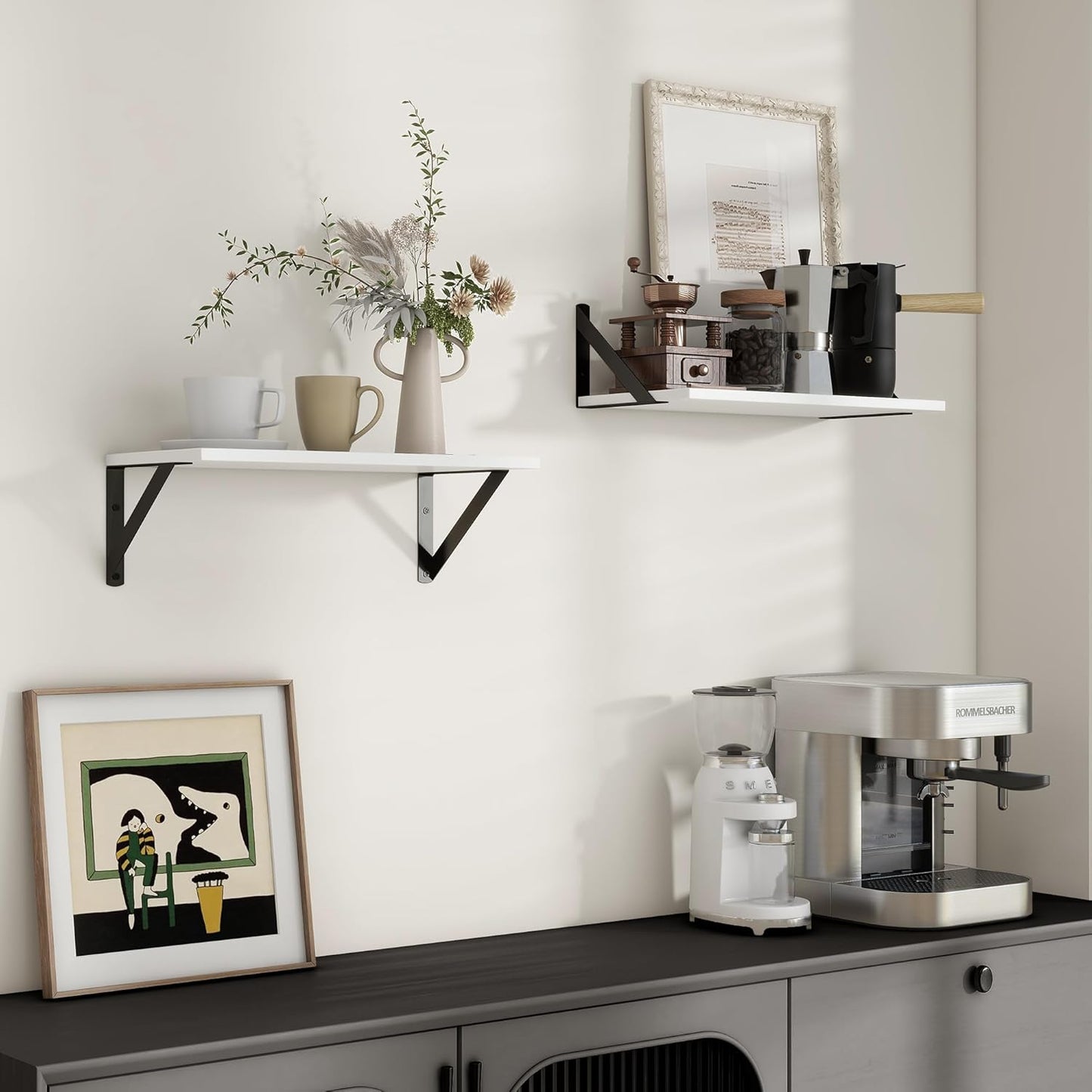 ShelfLoft 8"D x 4.9"H White Wall Mounted Floating Shelves