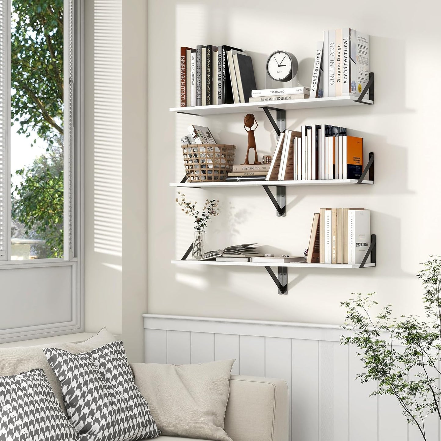 ShelfLoft 8"D x 4.9"H White Wall Mounted Floating Shelves