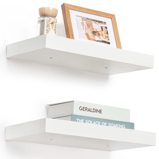 ShelfLoft 9"D x 1.6"H Rustic White Wall Storage Floating Shelves