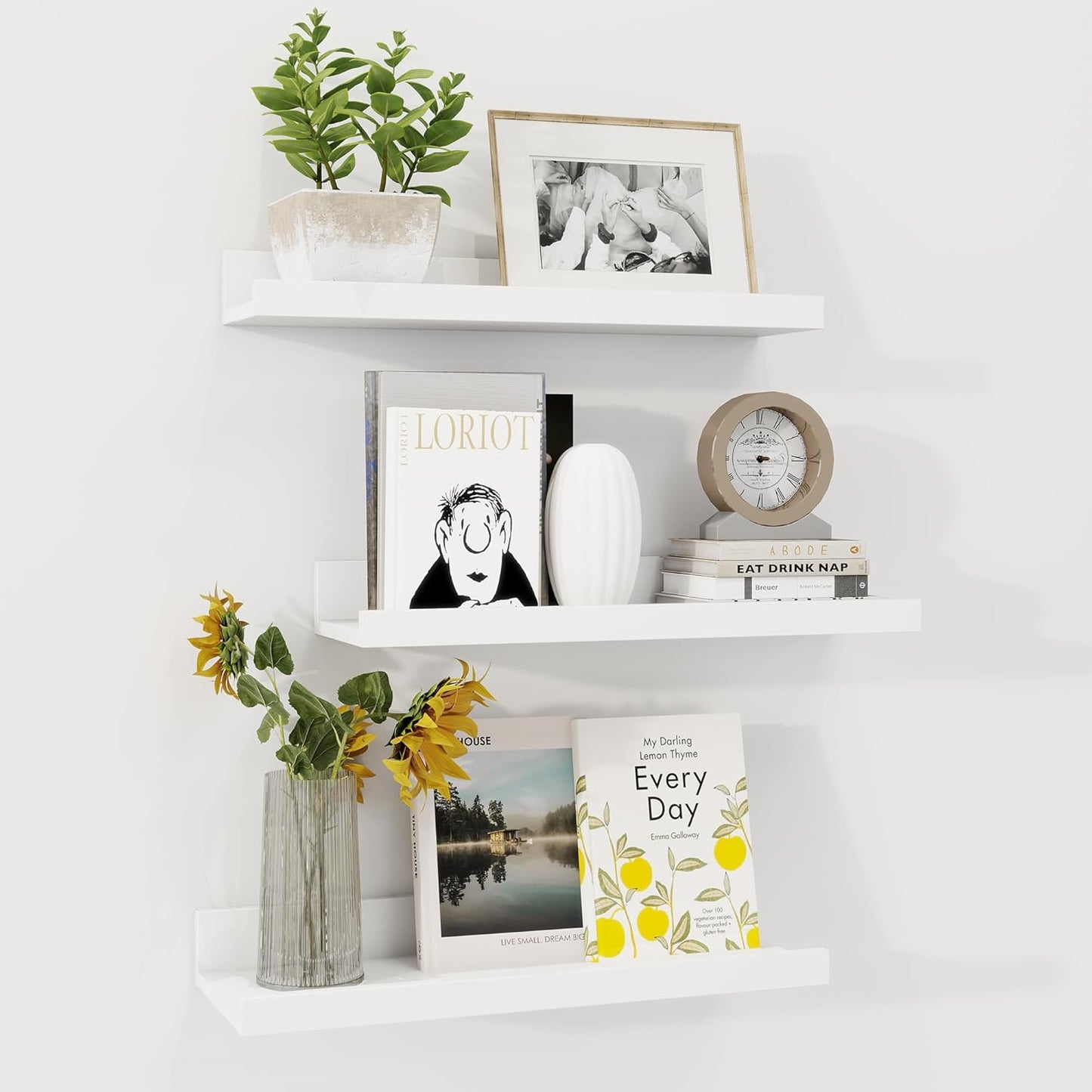 ShelfLoft 5.7 Inch Deep Picture Ledge Shelf Floating Shelves with Lip, Set of 3