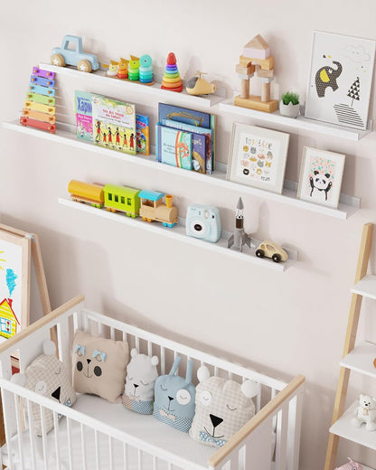 ShelfLoft 4.7 Inch Deep Solid Oak Wood Picture Ledge Shelf, Set of 2