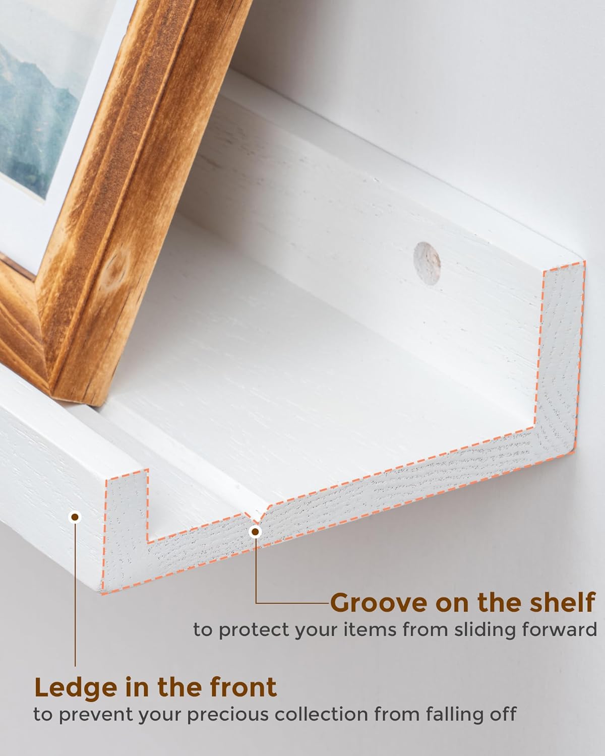 ShelfLoft 4.7 Inch Deep Solid Oak Wood Picture Ledge Shelf, Set of 2