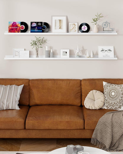 ShelfLoft 4.7 Inch Deep Solid Oak Wood Picture Ledge Shelf, Set of 2