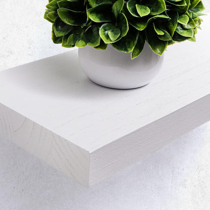 ShelfLoft 8.1"D x 1.6"H Snow White Modern Solid Wood Floating Shelves for Wall Storage