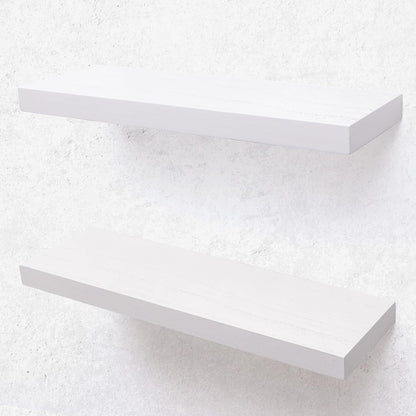 ShelfLoft 8.1"D x 1.6"H Snow White Modern Solid Wood Floating Shelves for Wall Storage