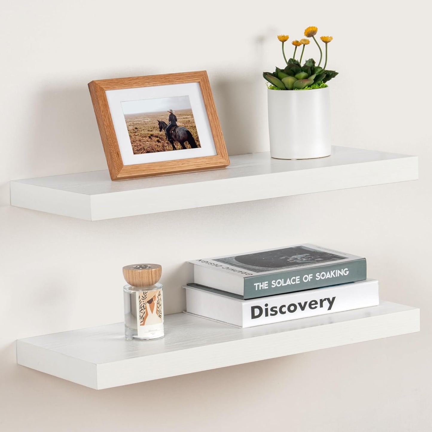 ShelfLoft 24" Wide x 9.3" Deep Floating Shelves for Wall Storage,White-2 Pack