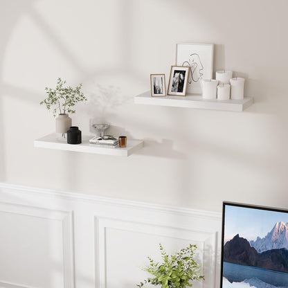 ShelfLoft 24" Wide x 9.3" Deep Floating Shelves for Wall Storage,White-2 Pack