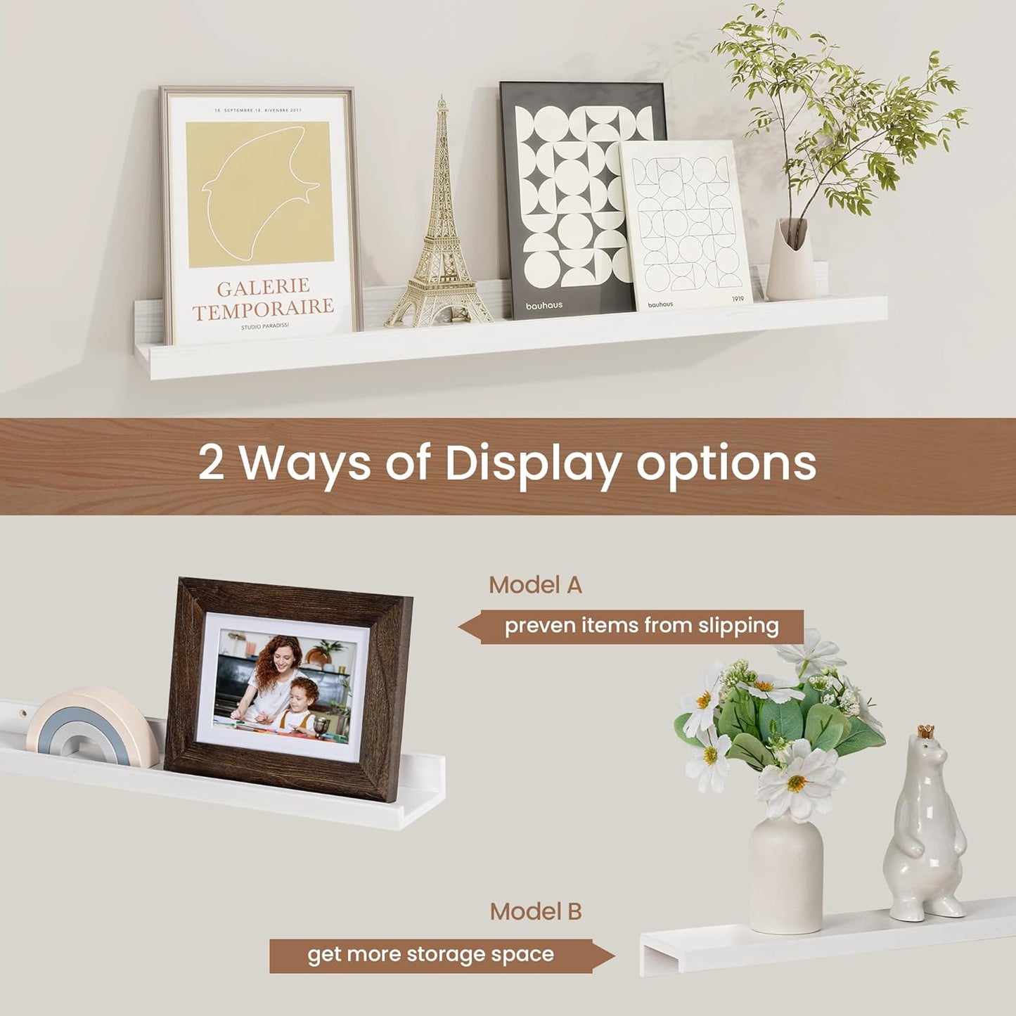 Shelfloft 3.5 Inch Deep Picture Ledge Shelf Solid Wood Wall Shelves