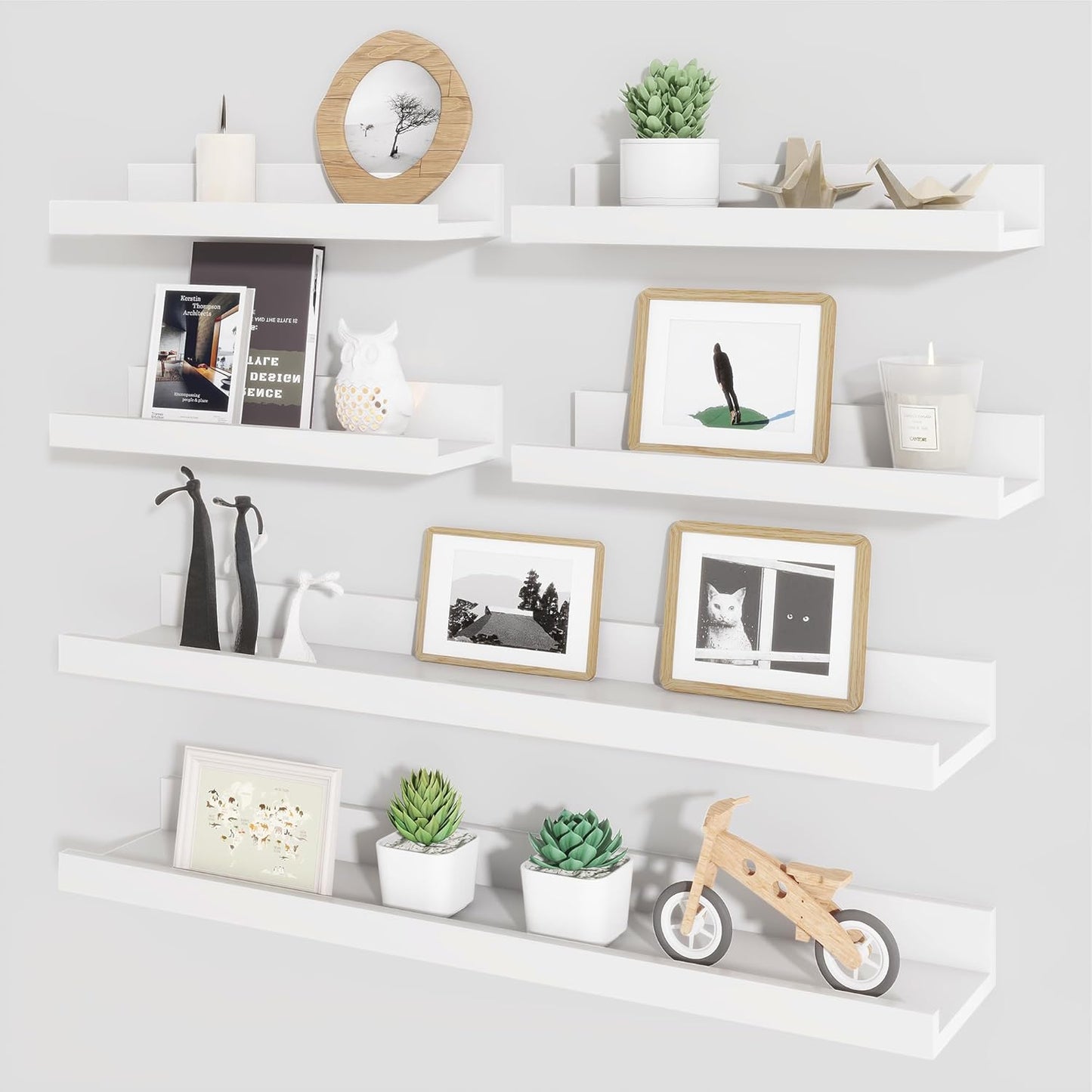 ShelfLoft 5.4 Inch Deep Picture Ledge Shelf Floating Wall Storage Shelves, Set of 6
