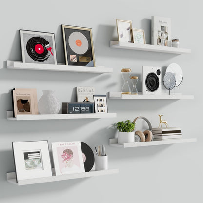 Shelfloft 5.5 Inch Deep Picture Ledge Shelf Floating Wall Display Shelves,Set of 6