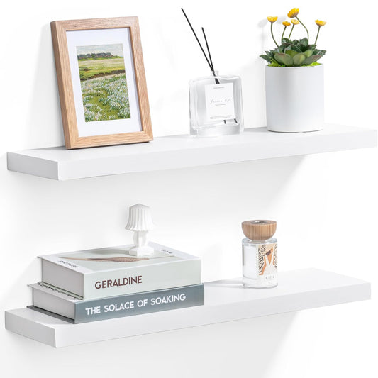 ShelfLoft 8"D x 1.6"H White Wall Storage Floating Shelves