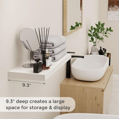 ShelfLoft 9.3"D x 1.5"H White Floating Shelves for Wall Storage