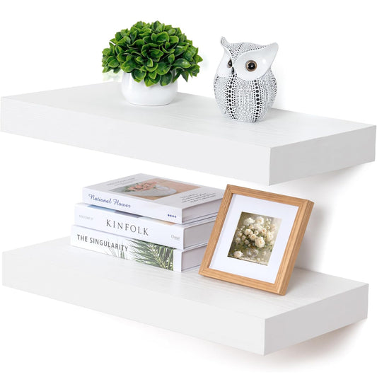 ShelfLoft 24"W x 11.6"D White Floating Shelves for Wall Storage, 2 Pack